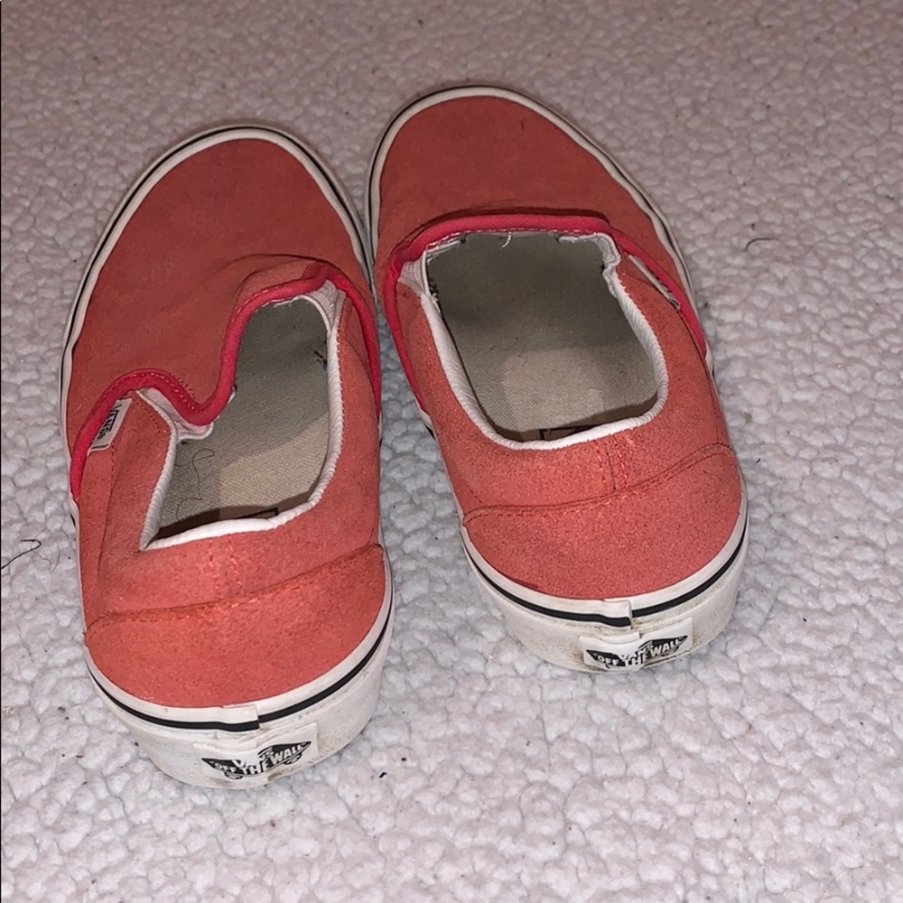 Vans Slip-On Suede Sneakers in Coral Red - Picture 3 of 4
